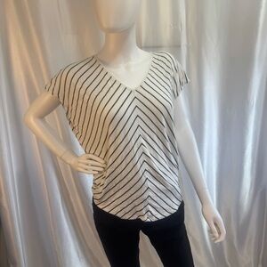 White House Black Market Striped V-Neck Women's Top
